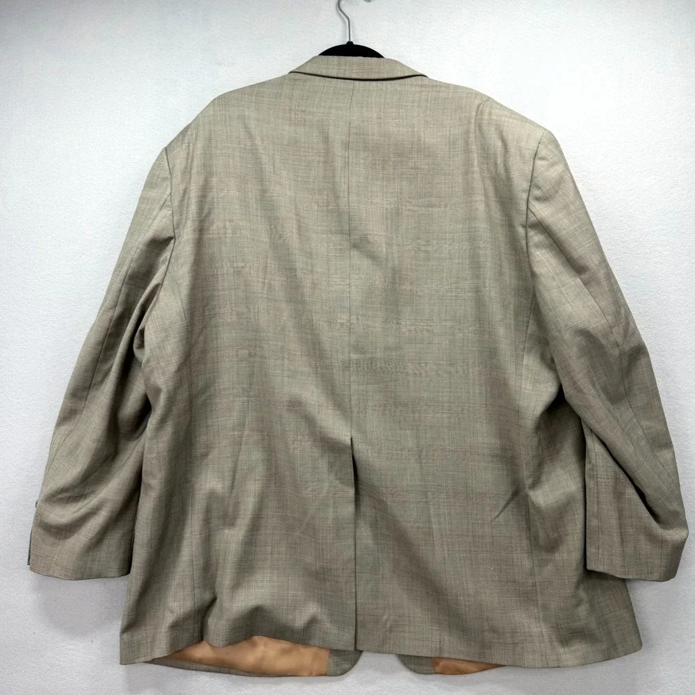 Lauren Ralph Lauren Blazer Jacket Mens 52R Tan‎ Glen Check Single Breasted Coat